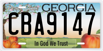 GA license plate CBA9147