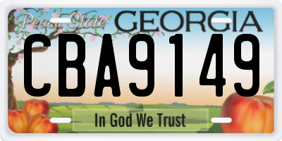GA license plate CBA9149