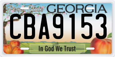 GA license plate CBA9153