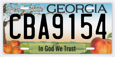GA license plate CBA9154
