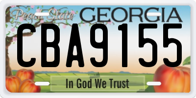 GA license plate CBA9155