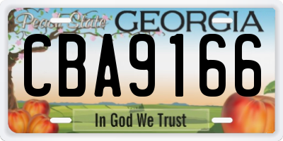 GA license plate CBA9166