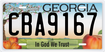 GA license plate CBA9167