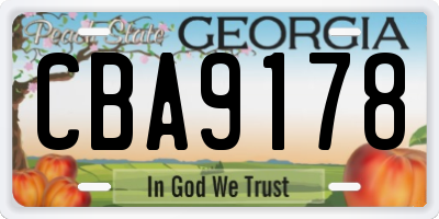 GA license plate CBA9178