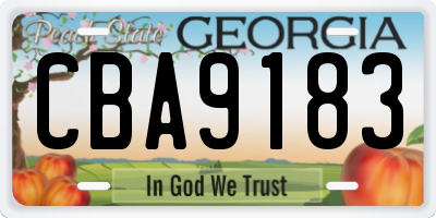 GA license plate CBA9183