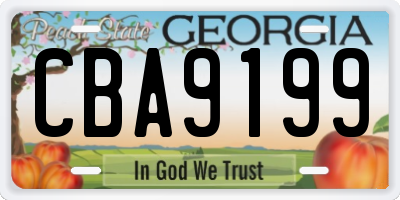 GA license plate CBA9199