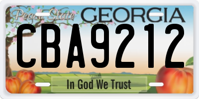 GA license plate CBA9212