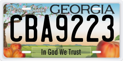 GA license plate CBA9223