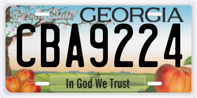 GA license plate CBA9224