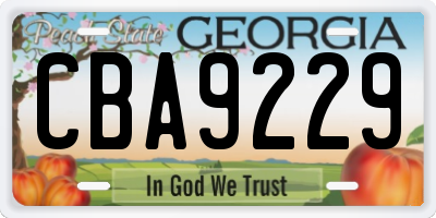 GA license plate CBA9229