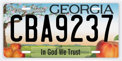 GA license plate CBA9237