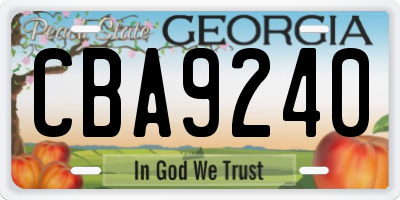 GA license plate CBA9240