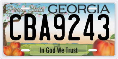 GA license plate CBA9243
