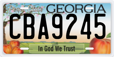 GA license plate CBA9245