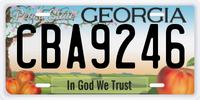 GA license plate CBA9246