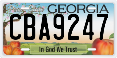 GA license plate CBA9247