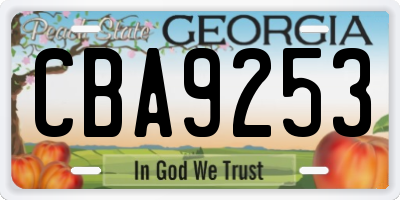 GA license plate CBA9253