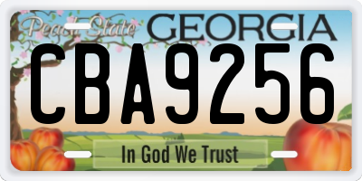 GA license plate CBA9256