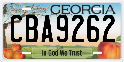 GA license plate CBA9262