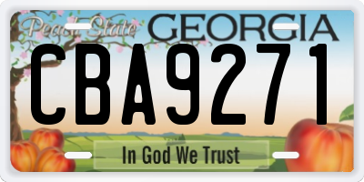 GA license plate CBA9271