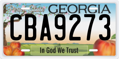 GA license plate CBA9273