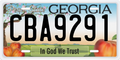 GA license plate CBA9291