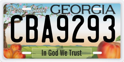 GA license plate CBA9293