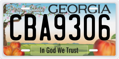 GA license plate CBA9306