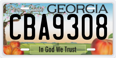 GA license plate CBA9308