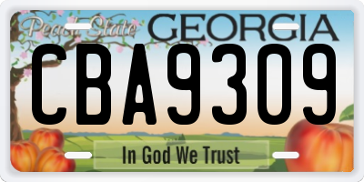 GA license plate CBA9309