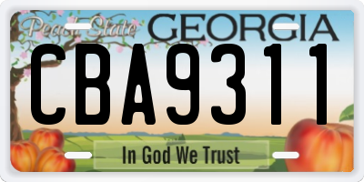 GA license plate CBA9311