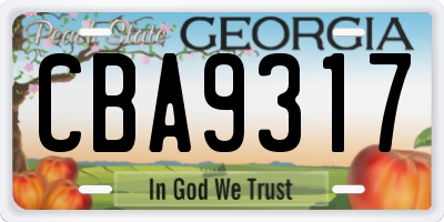 GA license plate CBA9317