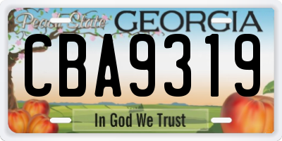 GA license plate CBA9319
