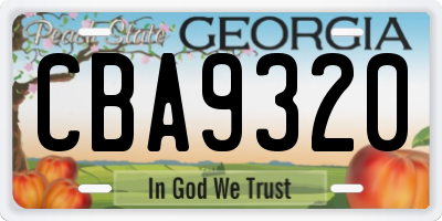 GA license plate CBA9320