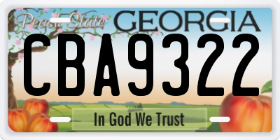 GA license plate CBA9322