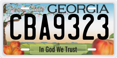 GA license plate CBA9323
