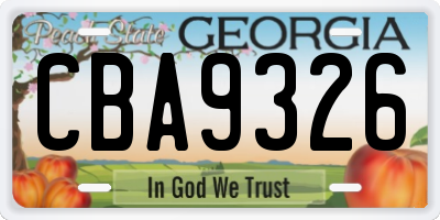 GA license plate CBA9326