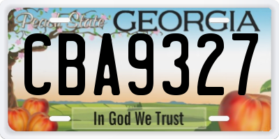 GA license plate CBA9327