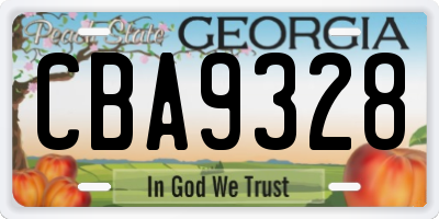 GA license plate CBA9328
