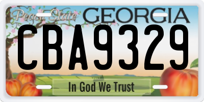 GA license plate CBA9329