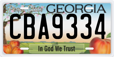 GA license plate CBA9334
