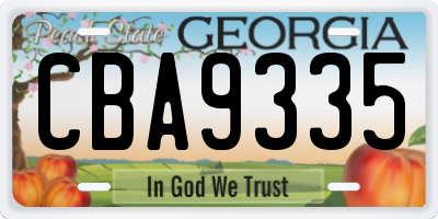 GA license plate CBA9335
