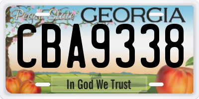 GA license plate CBA9338
