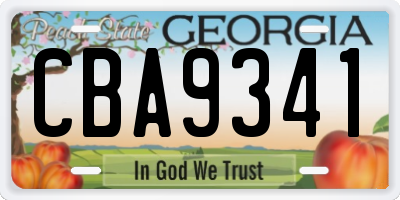 GA license plate CBA9341