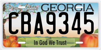 GA license plate CBA9345