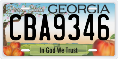 GA license plate CBA9346