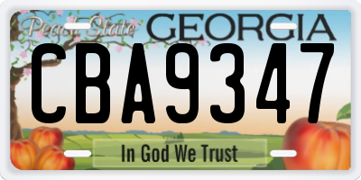 GA license plate CBA9347
