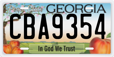 GA license plate CBA9354