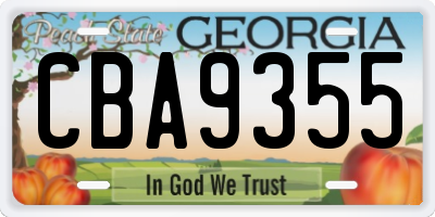 GA license plate CBA9355