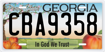 GA license plate CBA9358